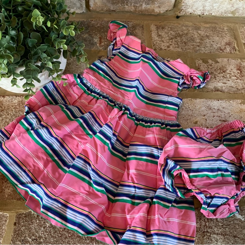 Ralph Lauren | Multicolor Striped Dress & Bloomer Set | 12M